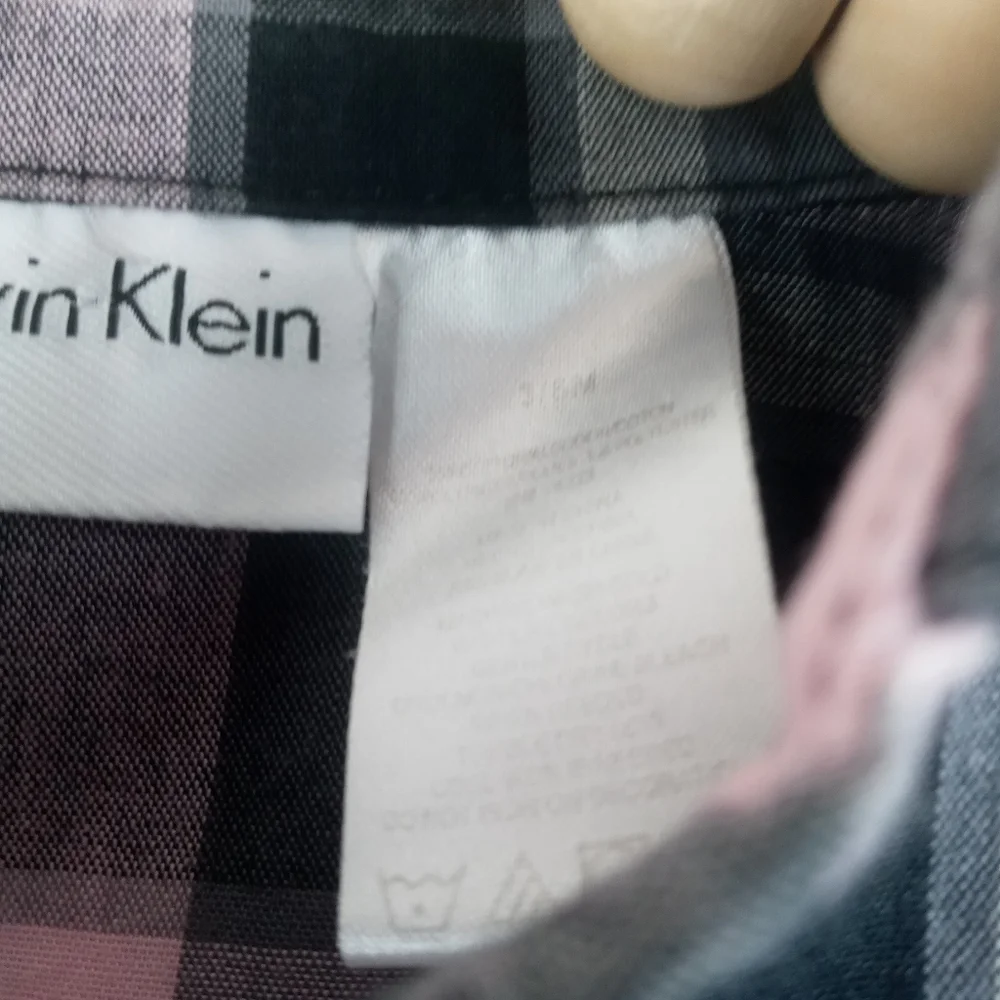 Calvin Klein girls 3-6 mos light pink with gray plaid long sleeve ruffle dress